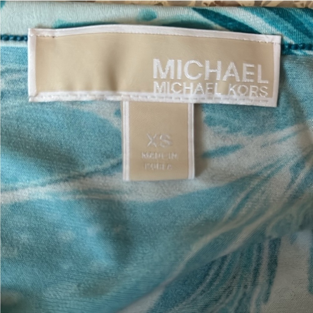 Michael Kors Turquoise Long-Sleeve Marble-Print Dress, XS. Nautical/mermaid - Picture 4 of 7